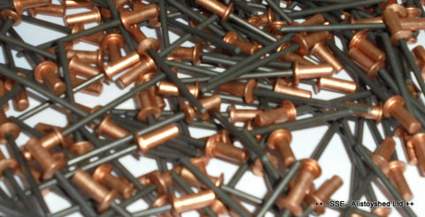 Trade Pack 50 off Copper Sealed Rivets 3.2 x 8.0 mm Ideal For Mamod Steam Engine Repairs