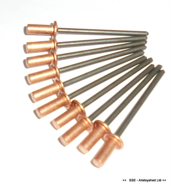 10 off Copper Sealed Rivets 3.2 x 8.0 mm Ideal For Mamod Steam Engine ...